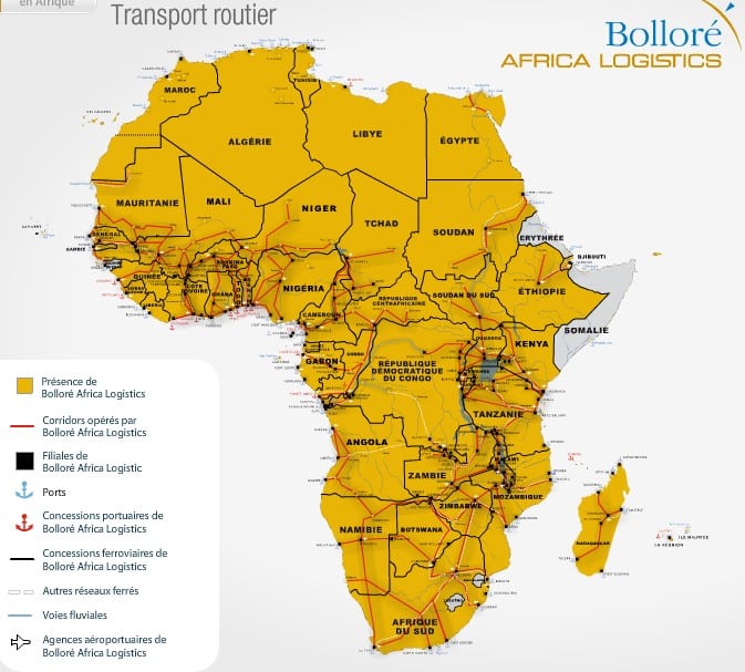 carte réseau routier afrique