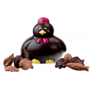 Poule en chocolat noir